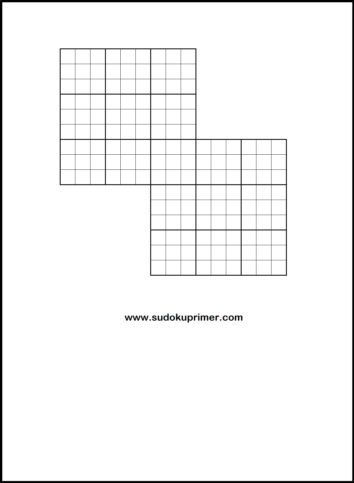 1 x 1 classic overlapping sudoku blank grid in .pdf format